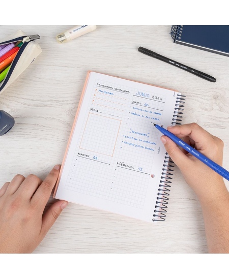 Sąsiuvinis su spirale ir kietu viršeliu MILAN 430, A5, 80 lapų, langeliais, rožinės spalvos