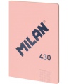 Sąsiuvinis MILAN 430, A4, 48 ​​lapai, langeliais, rožinis