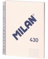 Sąsiuvinis su spirale ir kietu viršeliu MILAN 430, A4, 80 lapų, langeliais, smėlio spalvos