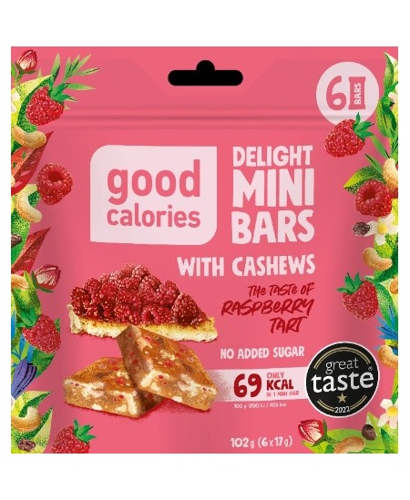 Mini riešutų batonėliai su avietėmis GOOD CALORIES, 102 g