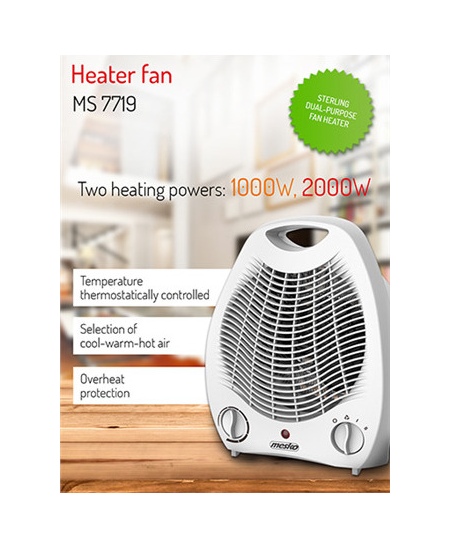 Mesko Heater MS 7719 Fan heater, 2000 W, White