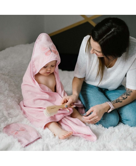 BabyOno rankšluostis su gobtuvu bambukinis 100x100 rožinis 346/04