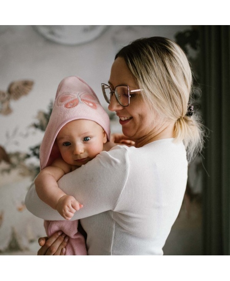BabyOno rankšluostis su gobtuvu bambukinis 100x100 rožinis 346/04