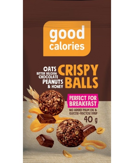 Skrudintų avižų užkandis GOOD CALORIES, su Belgišku šokoladu, 40 g