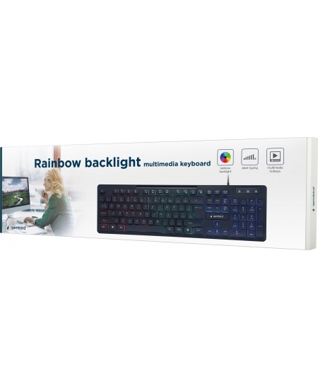 Gembird | "Rainbow" Backlight Multimedia Keyboard | KB-UML-02 | Keyboard | Wired | US | Black | N/A