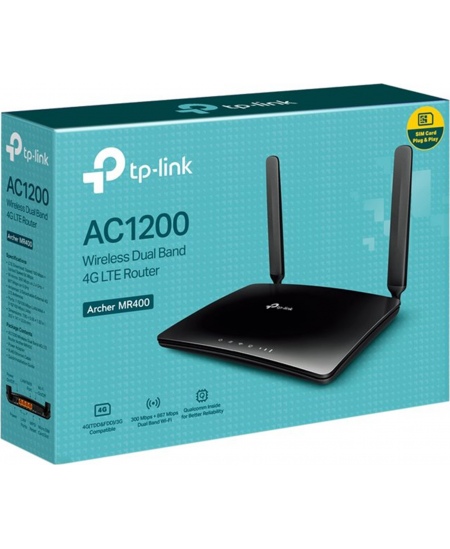 MR400 AC1200 Wireless Dual Band 4G LTE Router | Archer MR400 | 802.11ac | 10/100 Mbit/s | Ethernet LAN (RJ-45) ports 3 | Mesh Su
