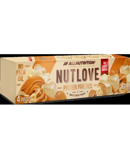 Proteininiai baltojo šokolado saldainiai NUTLOVE ALLNUTRITION su riešutų įdaru, 48g