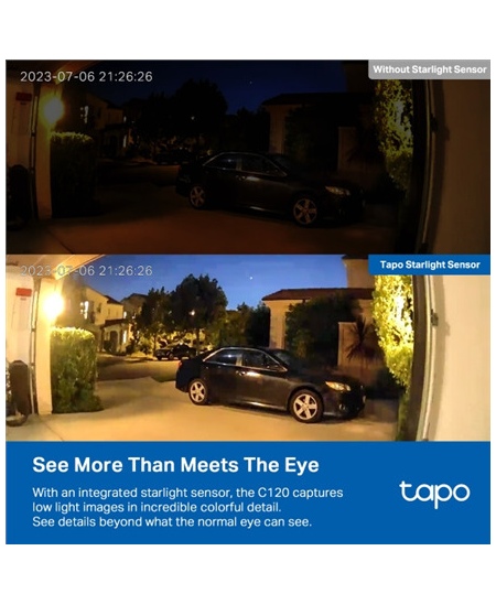 TP-LINK | Wi-Fi Home Security Camera | Tapo C120 | 24 month(s) | Compact | 4 MP | 3.17mm | IP66 | H.264 | MicroSD Up to 512 GB