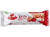 Javainių batonėlis HERKULESS Active&Fit, su braškėmis ir jogurtu, 25 g