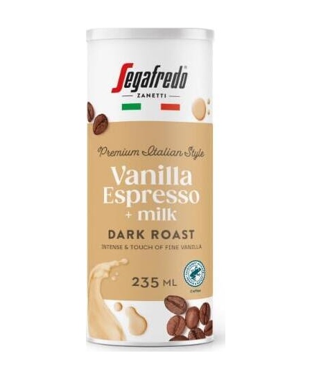 Šaltos kavos gėrimas SEGAFREDO Vanilla Espresso + pienas, 235 ml