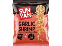 Greitai paruošiami makaronai SUN YAN česnakinės krevetės skonio pakelyje, 65g
