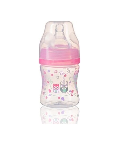 BabyOno dieglių nesukeliantis plataus kaklelio buteliukas 120 ml nuo 0 mėn rožinis 402/02