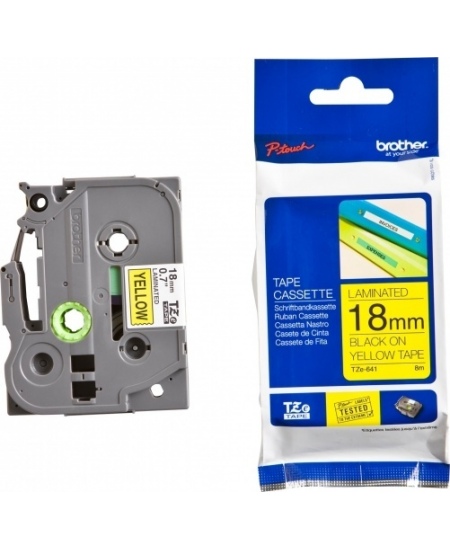 Brother TZe-641 (TZE641) 18mm, 8m, Geltona, juoda juostelė