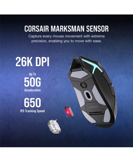 Corsair | Gaming Mouse | NIGHTSABRE RGB | Wireless | Bluetooth, 2.4 GHz | Black