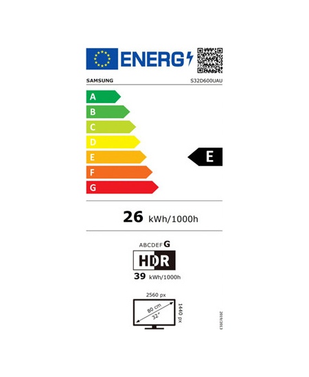 Samsung LS32D600UAUXEN | 32 " | IPS | QHD | 16:9 | 100 Hz | 5 ms | 2560 x 1440 pixels | 350 cd/m² | HDMI ports quantity 1 