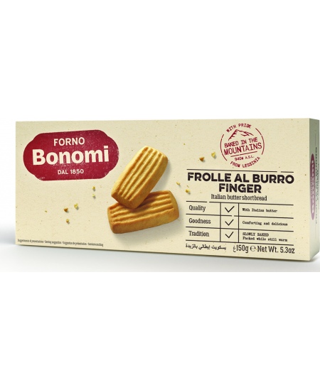Sviestiniai trapios tešlos sausainiai FORNO BONOMI, Finger, 150 g