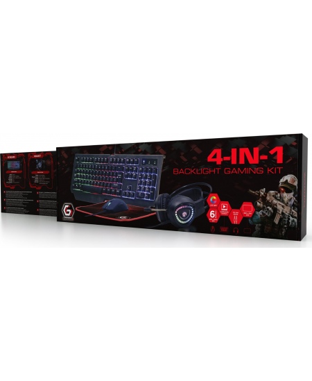 Gembird | 4-in-1 Backlight Gaming Kit "Phantom" | GGS-UMGL4-01 | Gaming Kit | Wired | US | USB