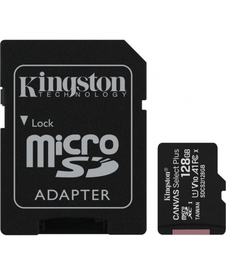 Kingston | Canvas Select Plus | UHS-I | 128 GB | MicroSDXC | Flash memory class 10 | SD Adapter