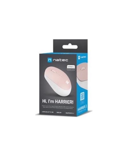 Natec Mouse Harrier 2 Wireless, White/Pink, Bluetooth