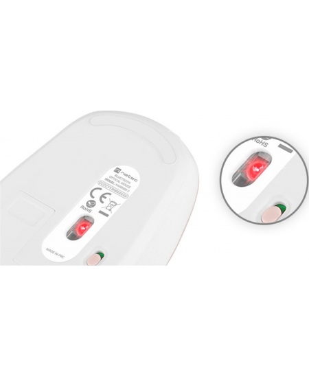 Natec Mouse Harrier 2 Wireless, White/Pink, Bluetooth