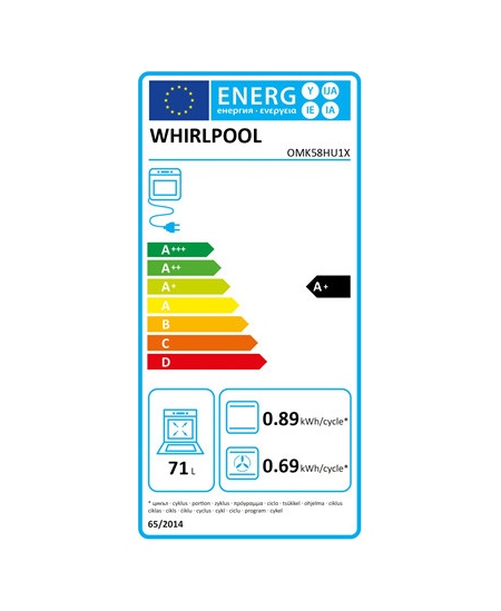 Whirlpool Oven | OMK58HU1X | 71 L | Electric | Hydrolytic | Electronic | Convection | Height 59.5 cm | Width 59.5 cm | Stainless