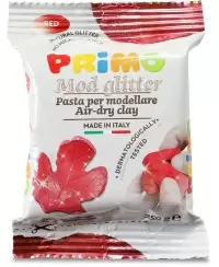 Molis su blizgučiais PRIMO, džiūstantis ore, raudonos spalvos, 250 g