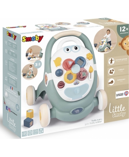 SMOBY Little Chodzik 3w1 Pchacz Interaktywny Wózek