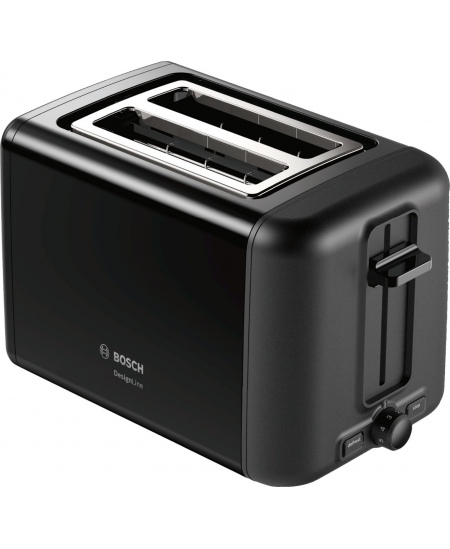 Bosch DesignLine Toaster TAT3P423 Power 970 W, Number of slots 2, Housing material Stainless steel, Black