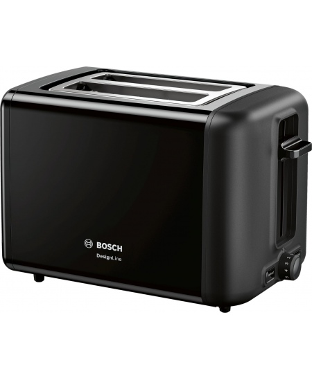 Bosch DesignLine Toaster TAT3P423 Power 970 W, Number of slots 2, Housing material Stainless steel, Black