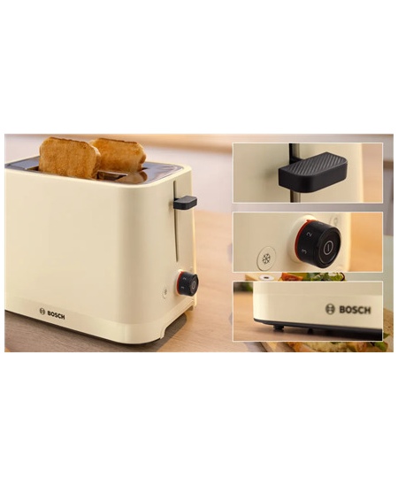 Bosch Compact Toaster | TAT3M127 MyMoment | Number of slots 2 | Housing material Plastic | Beige