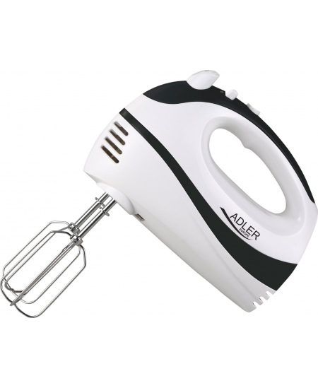 Adler | Mixer | AD 4205 b | Hand Mixer | 300 W | Number of speeds 5 | Turbo mode | White/Black