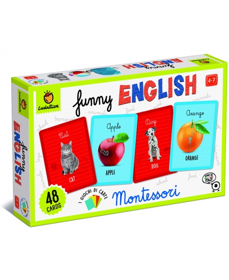 Montessori kortelių žaidimas LUDATTICA Anglų kalba linksmai (4+)
