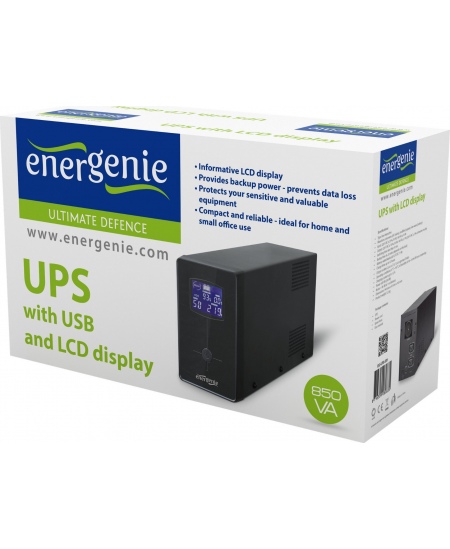 EnerGenie UPS with USB and LCD display, Black 850 VA, 510 W, 220 V
