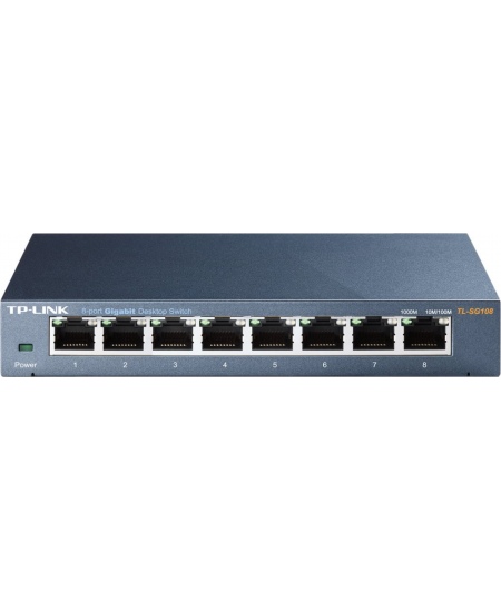 TP-LINK Switch TL-SG108 Unmanaged, Desktop, 1 Gbps (RJ-45) ports quantity 8, Power supply type External