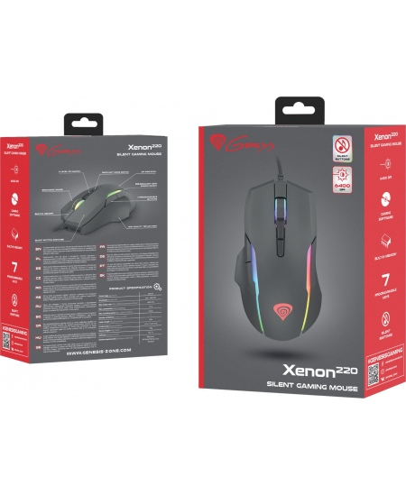 GENESIS Xenon 220 Gaming Mouse, 500 - 6400DPI, Wired, Black | Genesis