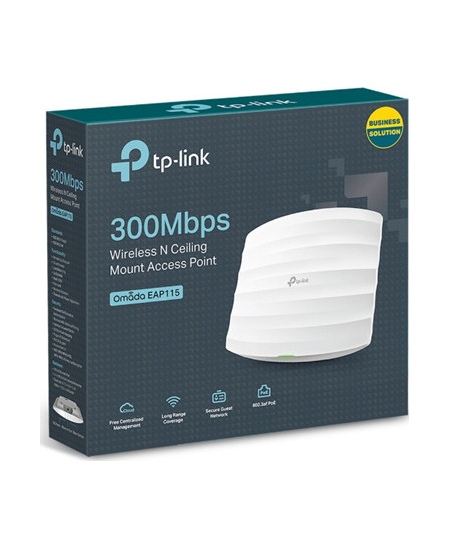 TP-LINK | Access Point | EAP115 | 802.11n | 2.4GHz | 300 Mbit/s | 10/100 Mbit/s | Ethernet LAN (RJ-45) ports 1 | MU-MiMO No | Po