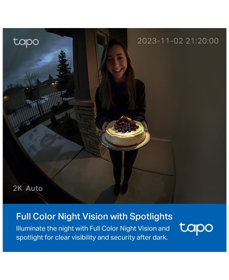 TP-LINK Video Doorbell Camera | Tapo D210 | 3 MP | 1.18mm/F1.8 | IP65 | H.264 | Micro SD, Max. 512