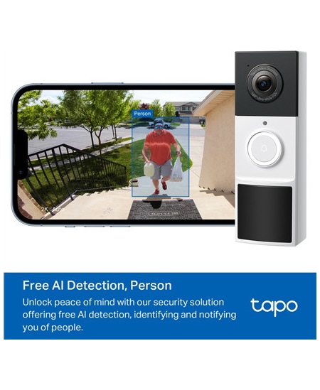 TP-LINK Video Doorbell Camera | Tapo D210 | 3 MP | 1.18mm/F1.8 | IP65 | H.264 | Micro SD, Max. 512