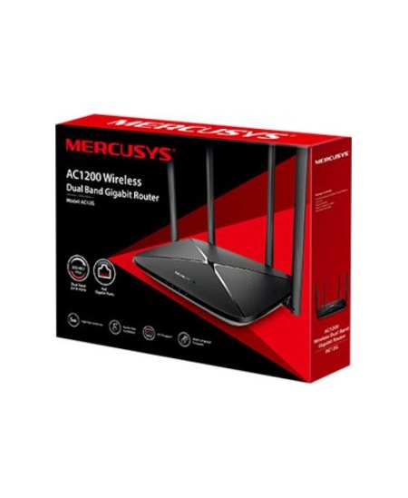 Mercusys AC1200 Wireless Dual Band Gigabit Router AC12G 802.11ac, 300+867 Mbit/s, 10/100/1000 Mbit/s, Ethernet LAN (RJ-45) ports