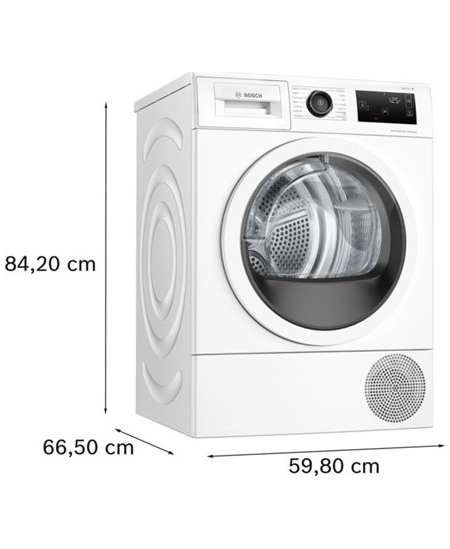 Bosch Dryer Machine with Heat Pump | WTU876IHSN | Energy efficiency class A++ | Front loading | 9 kg | LED | Depth 61.3 cm | Whi