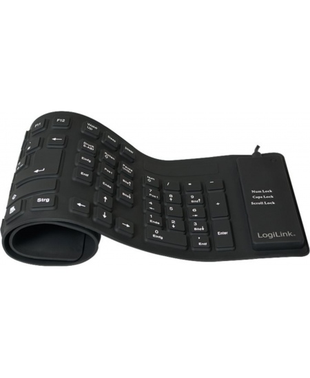 Logilink | Flexible waterproof Keyboard USB + PS/2 | ID0019A | Flexible keyboard | Wired | DE | Black