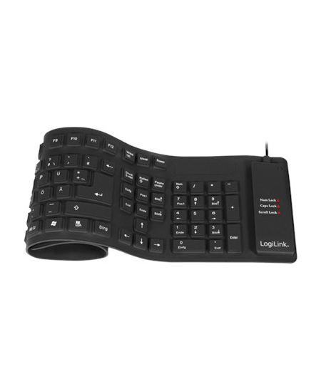 Logilink | Flexible waterproof Keyboard USB + PS/2 | ID0019A | Flexible keyboard | Wired | DE | Black