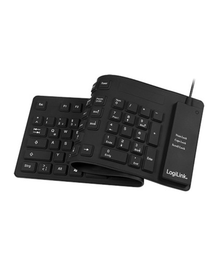 Logilink | Flexible waterproof Keyboard USB + PS/2 | ID0019A | Flexible keyboard | Wired | DE | Black