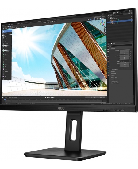 AOC Monitor U27P2 27 ", IPS, UHD, 3840 x 2160, 16:9, 4 ms, 350 cd/m², Black, Headphone out (3.5mm), 60 Hz