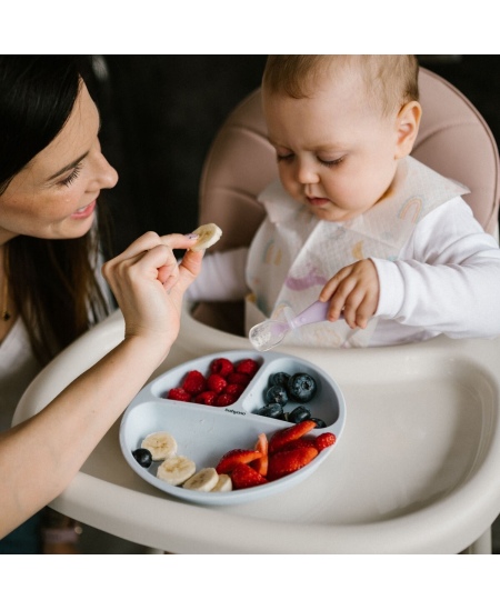 BabyOno silikoniniai šaukšteliai 2vnt pilkas mėtinis 784/02