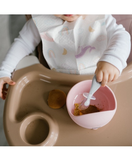 BabyOno silikoniniai šaukšteliai 2vnt pilkas mėtinis 784/02