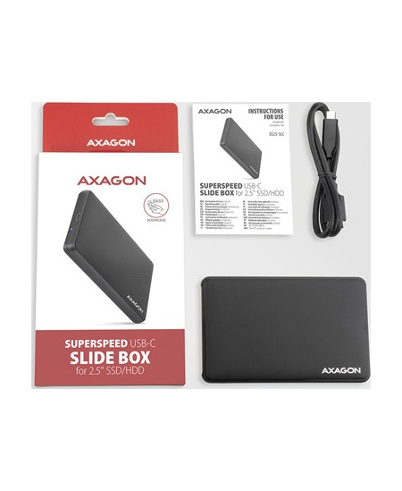 AXAGON Screwless USB 3.2 Gen 1 - SATA 6G external box for 2.5" SSD/HDD