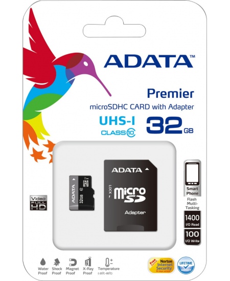 ADATA Premier UHS-I 32 GB, SDHC, Flash memory class 10, SD adapter