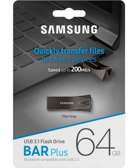 Samsung | BAR Plus | MUF-64BE4/APC | 64 GB | USB 3.1 | Grey