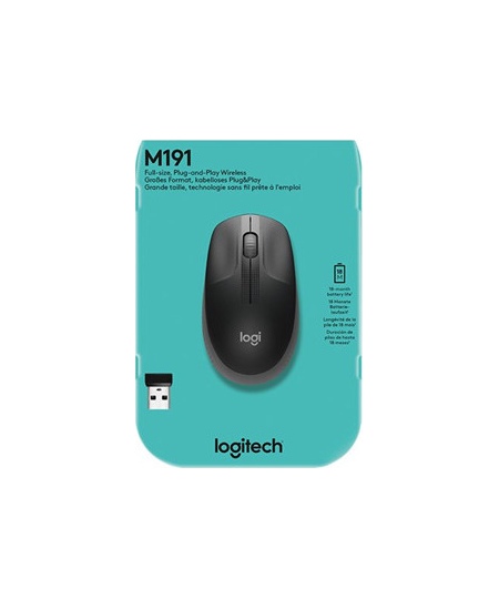 Logitech | Full size Mouse | M190 | Wireless | USB | Charcoal